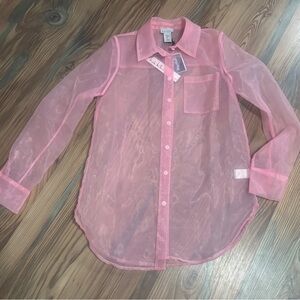 Sheer Pink Button-Up Shirt
